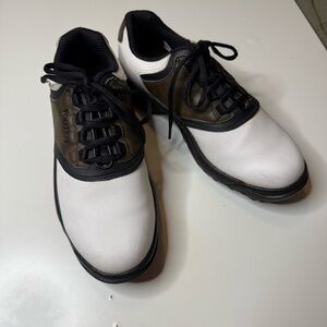 FootJoy White and Brown Athletic Golf Shoes Cleats Size 7 GUC